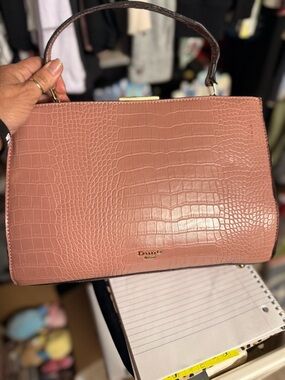 Dune London Blush Croc-Embossed Top-Handle Satchel